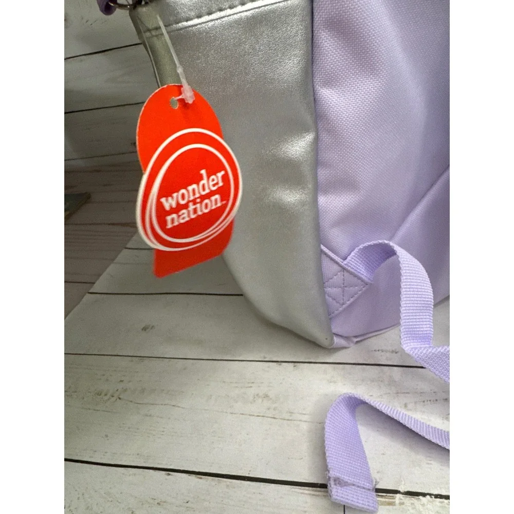 Wonder Nation Silver Metallic Sequin 17‎ Inch Backpack Laptop Sleeve Reflective